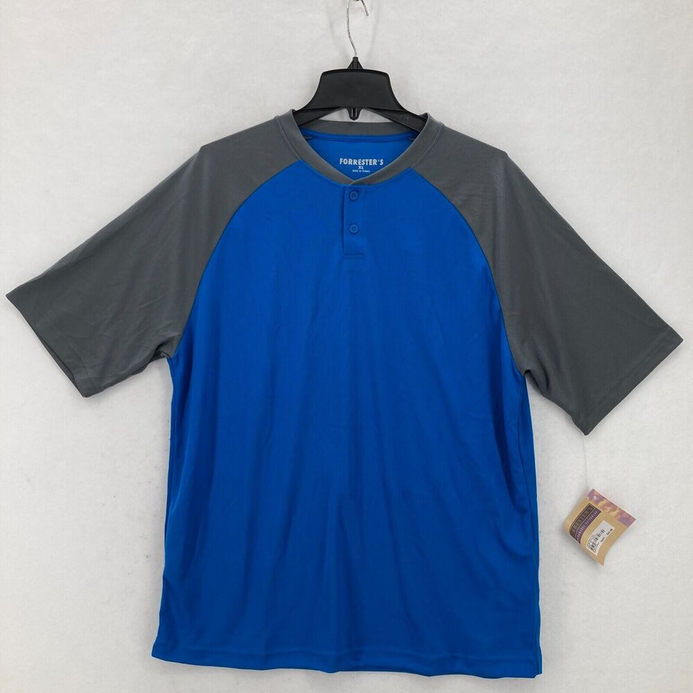 Forrester's XL Blue Gray Henley Golf Shirt Short‎ Sleeve Lightweight Performance